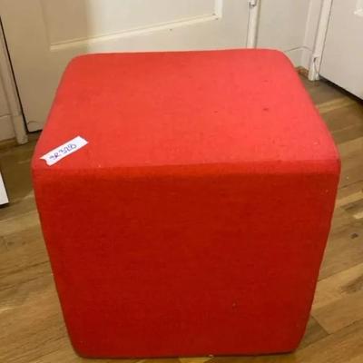 MidCentury Modern Red Square Cube Stool