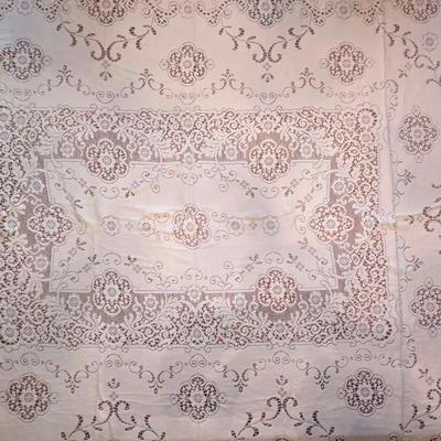 Lace Tablecloth with Floral and Scrollwork Designs