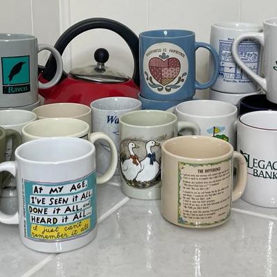 Souvenir Coffee Mugs, Tea Kettle, and More