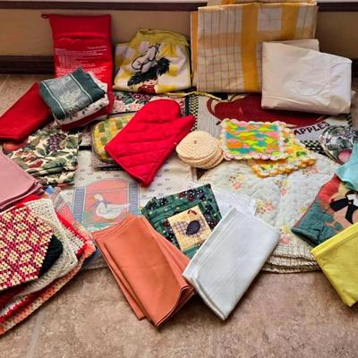 Assorted Pot Holders, Napkins, Placemats, and More