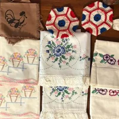 Vintage Embroidered Linens, Crocheted Doilies and More Textile Collection