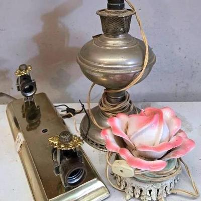 Vintage Porcelain Rose Lamp and Others