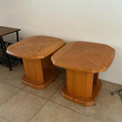 Wood Side Table Pair