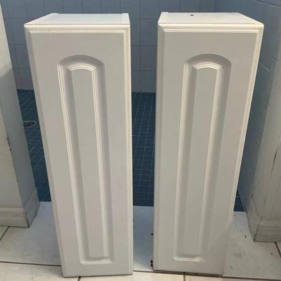 Slim White Storage Cabinets Pair