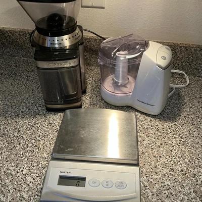 Hamilton Beach Food Chopper, Salter Digital Scale & Cuisinart Grinder