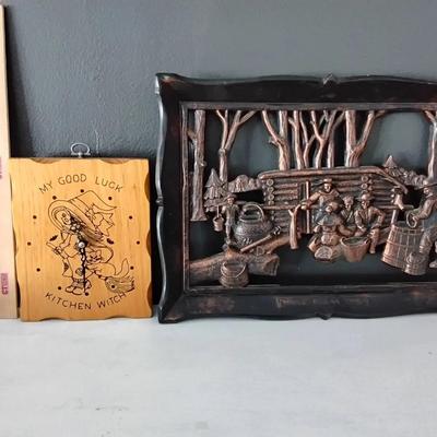 Two Pieces Of Wall Decor Including A Clock