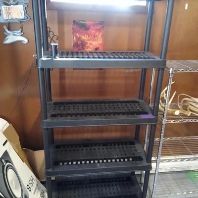 Black plastic shelves