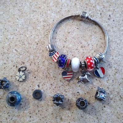 Pandora 925 sterling silver charms and bracelet