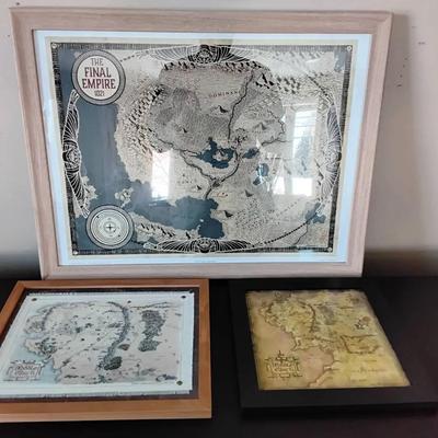 Three Fictional Maps Including Lord Of The Rings