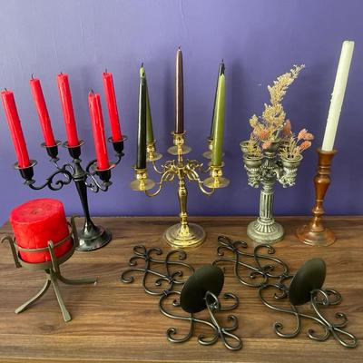 Lot Of Candle Holders Candelabras 