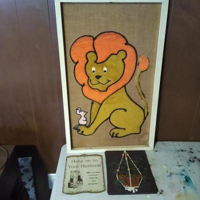 Three vintage pieces of wall art