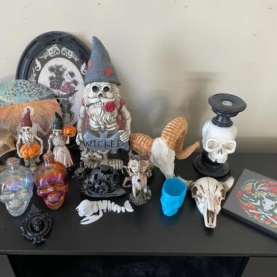 Lot Of Skull And Skeleton Themed Decor