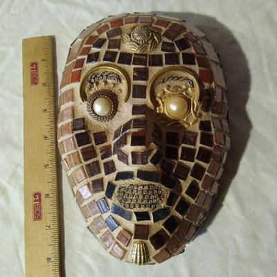 Mosaic face piece of art signed by artist