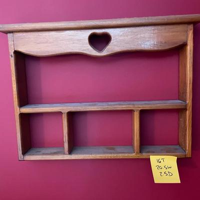 Wooden Wall Mounted Shelf With Heart