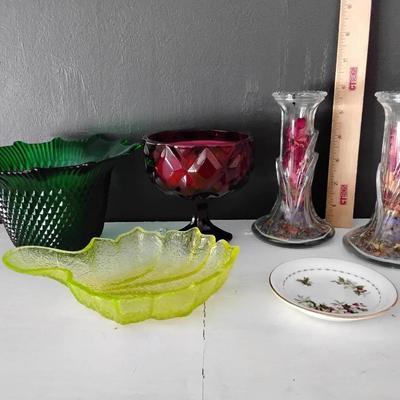 Small Lot Of Colorful Glass Decor