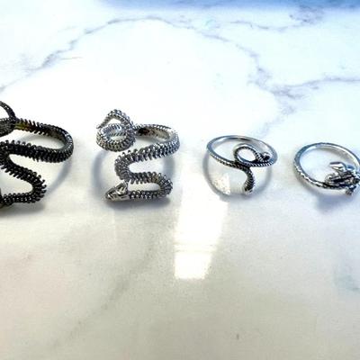 Lot Of 4 Snake Rings