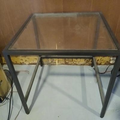 Small glass top and metal small low side table