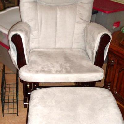 Sale Photo Thumbnail #7: UPHOLSTERED ROCKER WITH FOOTSTOOL