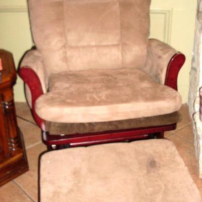 Sale Photo Thumbnail #3: UHOLSTERED ROCKER AND FOOT STOOL
