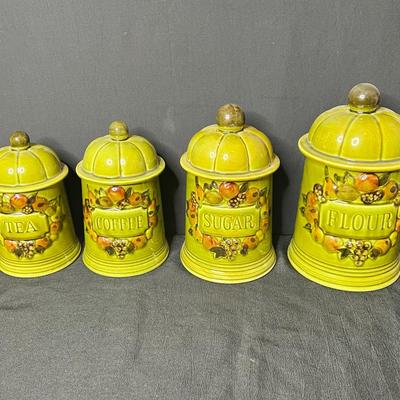 Los Angeles Potteries Olive Green Vintage Canister Set - X4