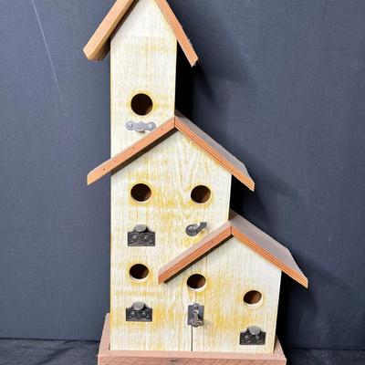 Hand-painted Yellow Birdhouse - 12x5x25 Inches
