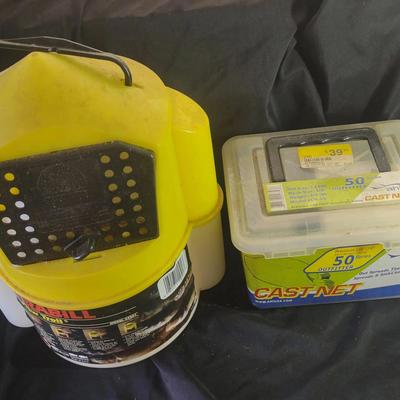 Cast Net And Minnow Bucket