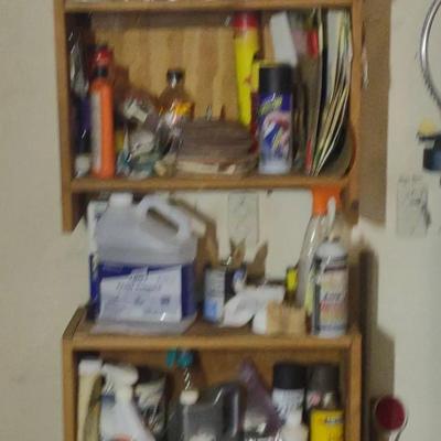 Two Shelves Of Paint, And Other Suppies