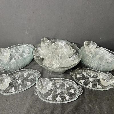 Glass Punch Bowl Set With Luncheon Plates