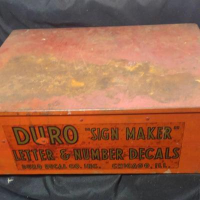 Vintage Duro "Sign Maker"" Metal Box And Contents
