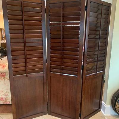 3 Panel Solid Wood Plantation Shutter Room Divider