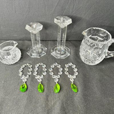 Lenox Crystal Candlesticks, Mini Pitchers & Fifth Avenue Ltd. Napkin Rings 
