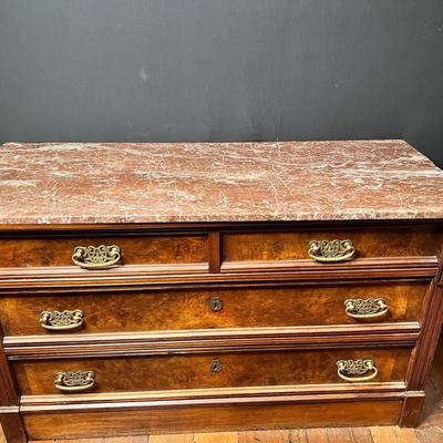 Marble Top Sideboard Cabinet - 48x20x28 Inches 