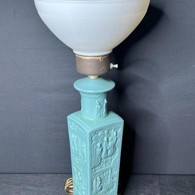 Green Porcelain Asian Lamp - 22 Inches Tall