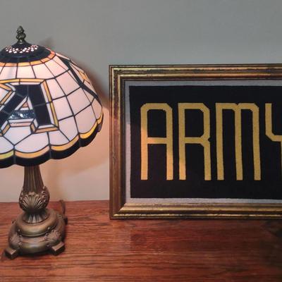 Tiffany Style lamp With Army Framed Cloth 