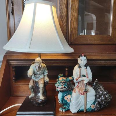 Asian Lamp + Foo Dog Decor 