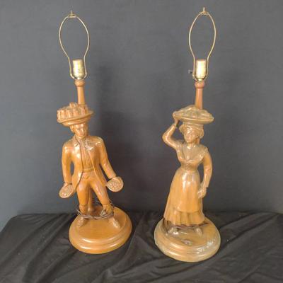 Wood Carved Lamp Pairing