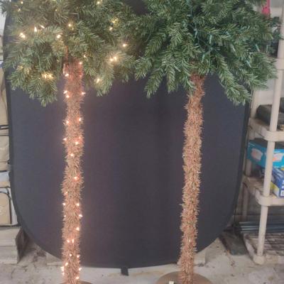 Two Six Foot Faux Palms With Lights