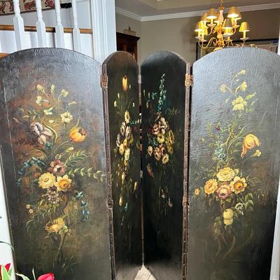 4-paneled Hand-painted Room Divider - 76x61 Inches