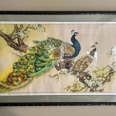 Asian Peacock Painting - 60.5x1.5x35 Inches 