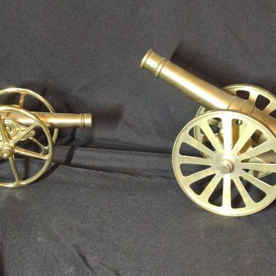 Two Brass Cannons For Desktop Display