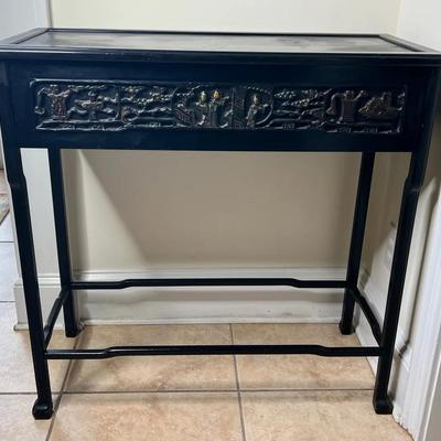 Black Hand-carved Asian Side Table - 34.5x16x34 Inches 