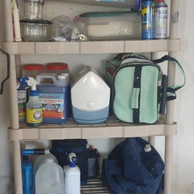 Poly Shelf With Contents, Coolers And More