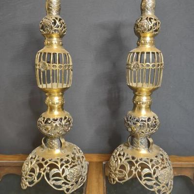 Ornate Brass Candle Holders 