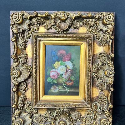 Boldly Framed Floral Painting - 13x15x3 Inches