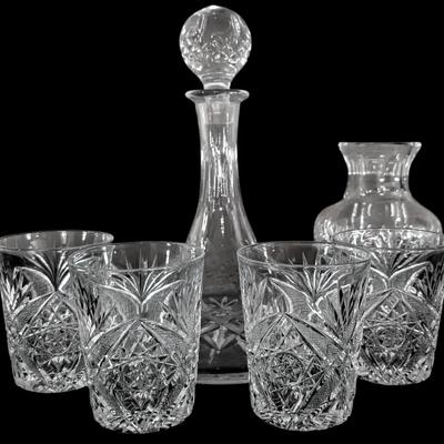 Cut Crystal Decanter & Glasses