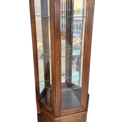 Wooden 3-Shelf Lighted Curio Cabinet