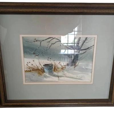 Framed Winter Scene by Ed Gifford (15" X 18")