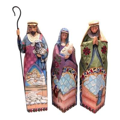 3 Jim Shore Heartwood Creek Figurines - Shepherd & Holy Family
