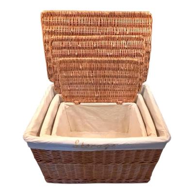 3 Nesting Wicker Storage Baskets With Liners