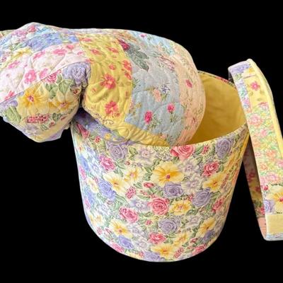 Vibrant Purple Floral Quilt W/ Matching Storage Container